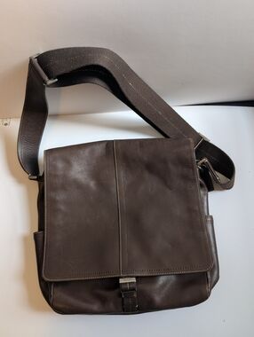 Vintage COACH 05A02 Brown Leather Messenger Bag Crossbody Transatlantic Map Bag